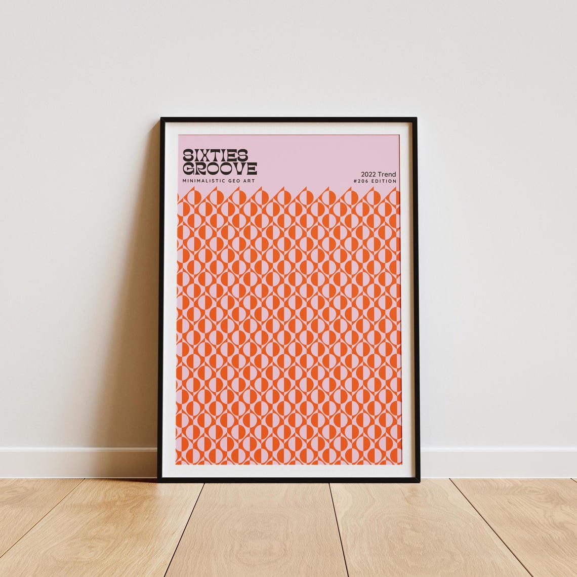 Sixties Groove 2022 Minimalistic Geo Art Poster Orange Retro Pattern
