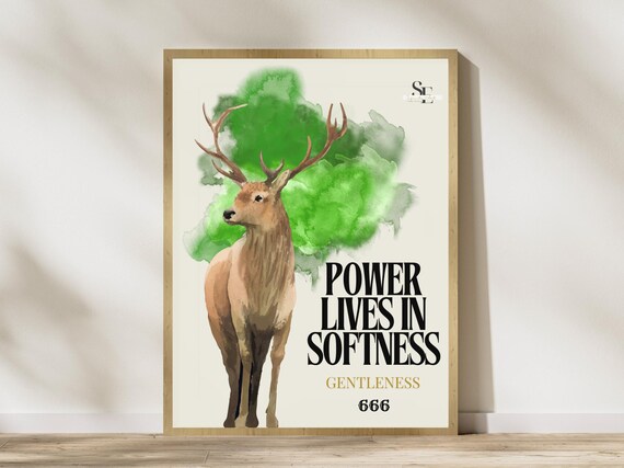Deer Spirit Animal Wall Art Grace And Sensitivity Print Totem Poster Sezgistudio Decor
