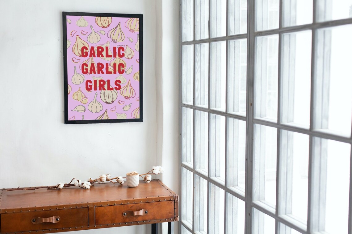 Garlic Girl Retro Kitchen Art Print, Funky Vegetable - Image 3