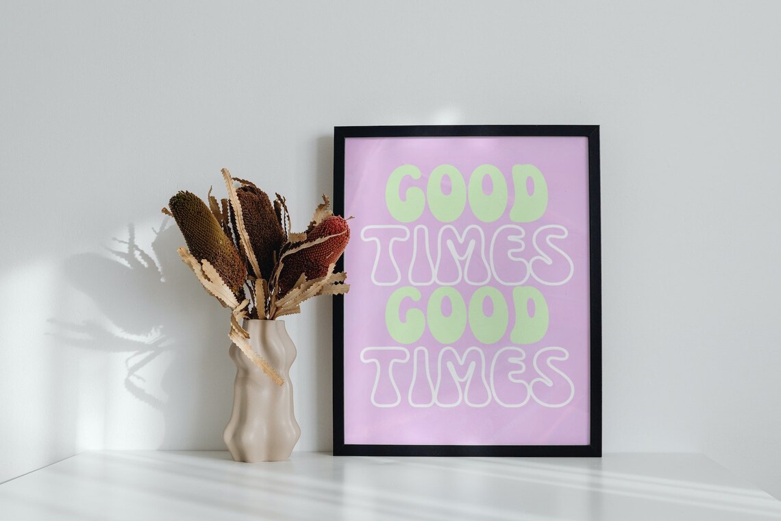 Good Times Retro Pink Poster, Groovy 70s Decor - Image 2