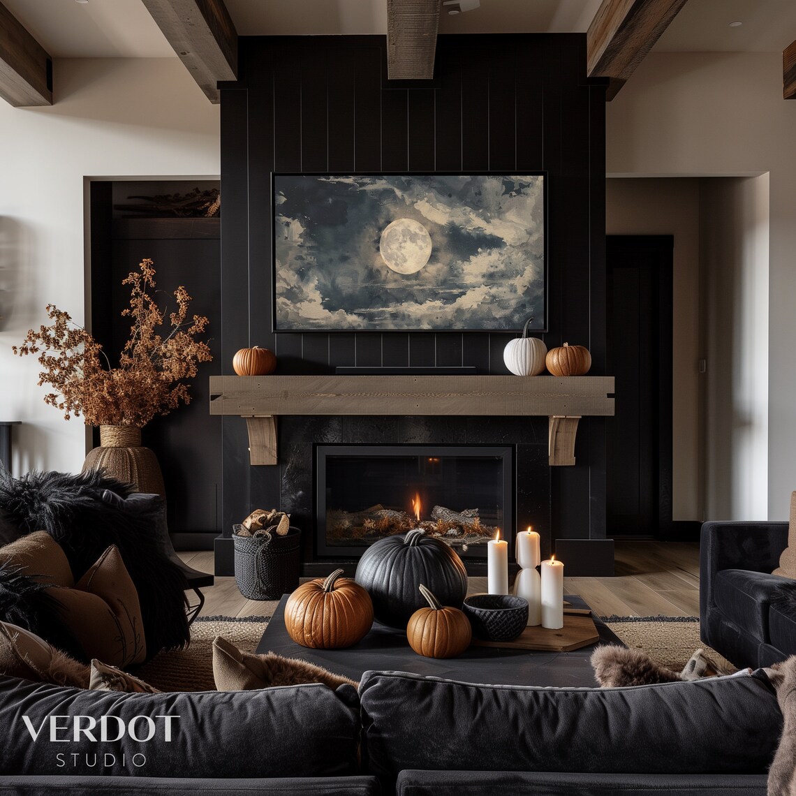 Halloween Moon Art Print, Cloudy Night Sky - Image 4
