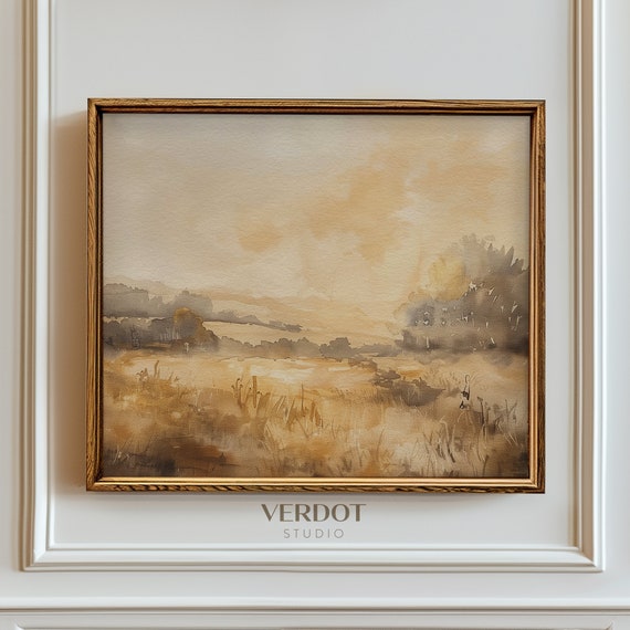 Vintage Fall Watercolor Landscape Art Print