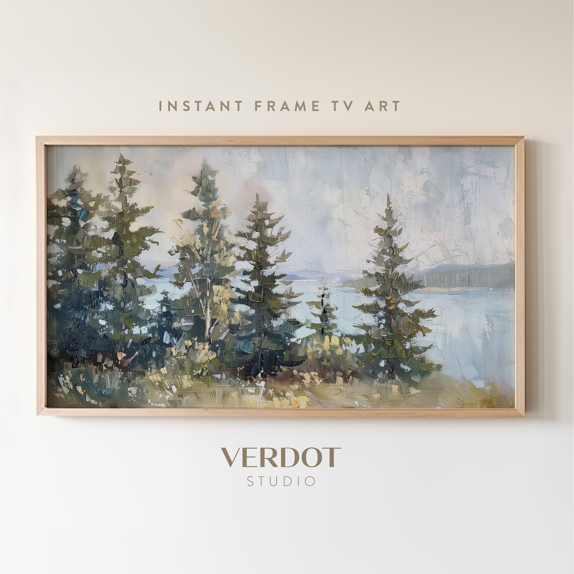 Evergreen Lake Summer Landscape Art Print