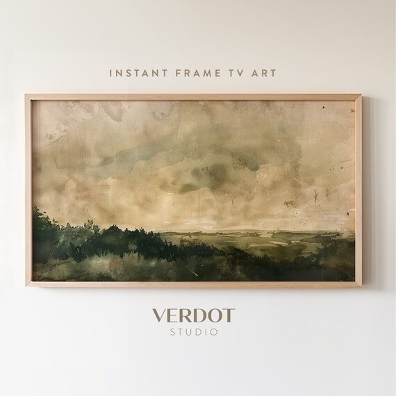Rustic Landscape Frame Tv Art Moody Summer Painting Golden Abstract Tv Art Nature Scenery Screensaver Tv24109