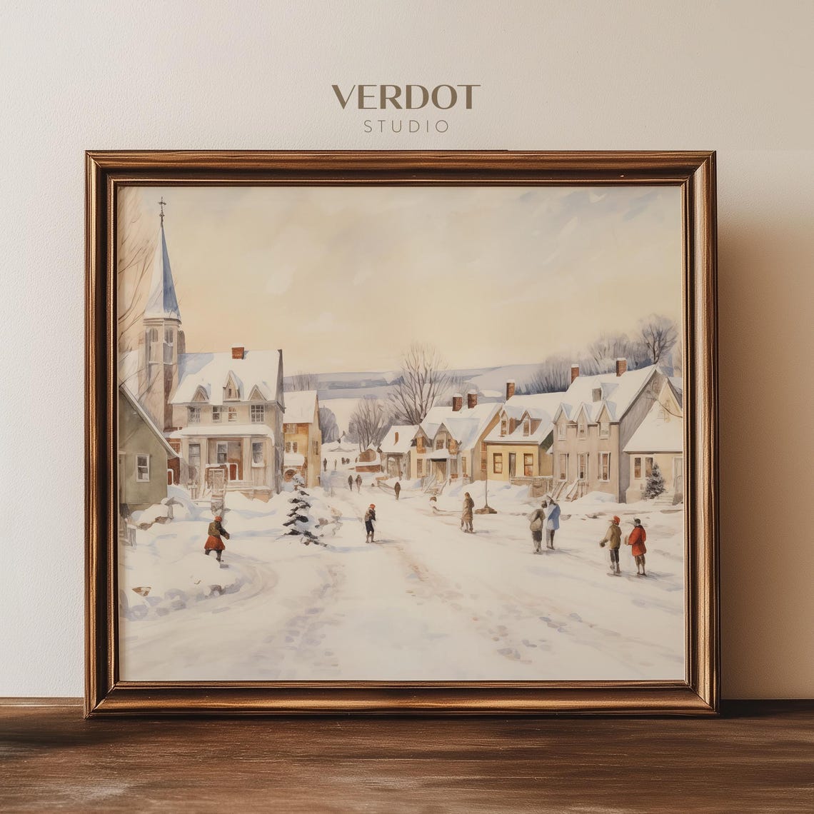 Vintage Christmas Winter Village Print Christmas Decor Wall Art Antique Holiday Winter Town Painting Winter Landscape Sku2310 - Image 4