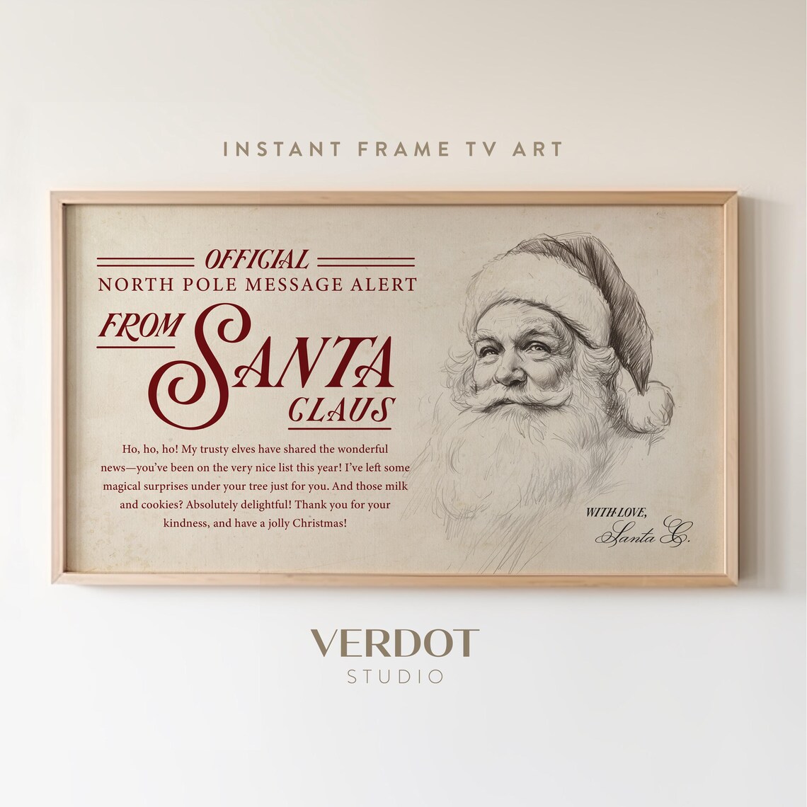 Message From Santa Christmas Day Holiday Art Print
