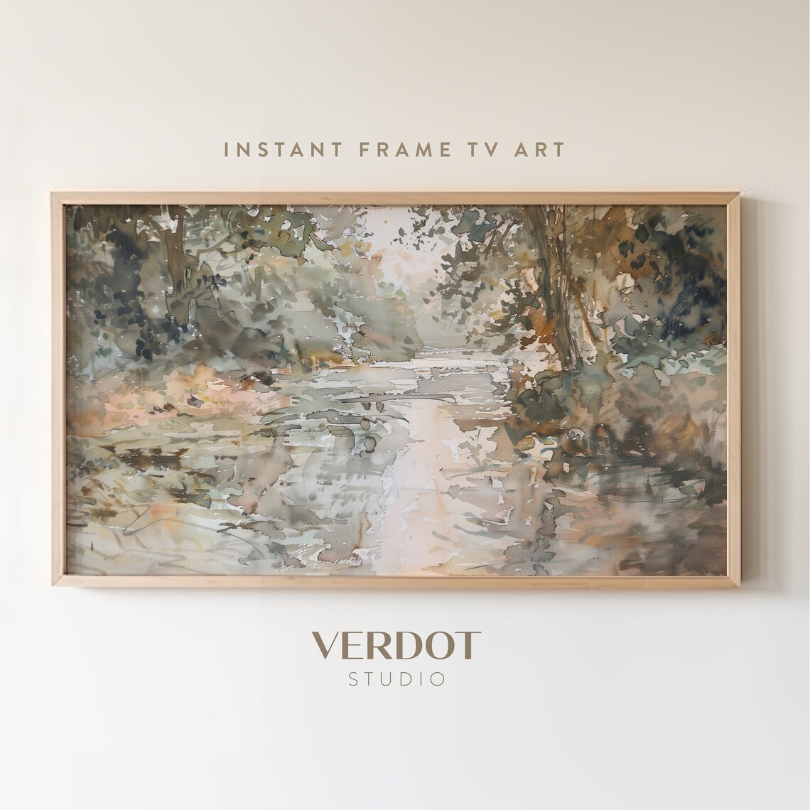 Country River Spring Vintage Landscape Art Print