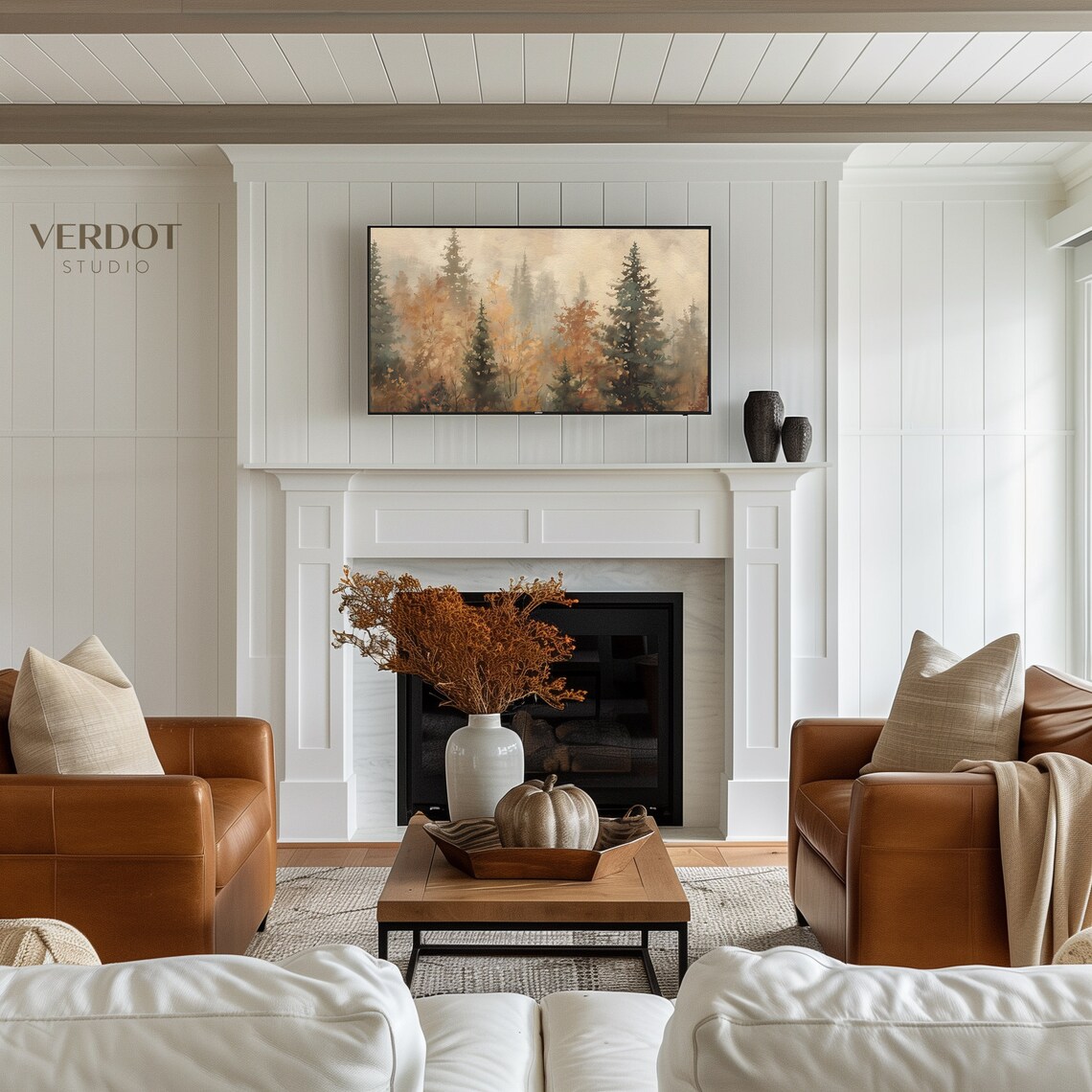 Fall Trees Autumn Landscape Art Print, Rustic Country - Image 4