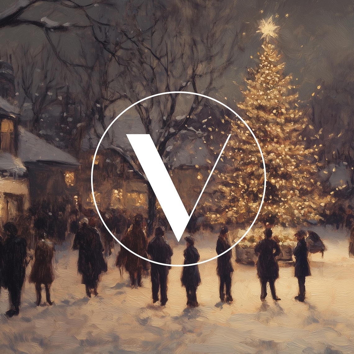 Christmas Night Village Vintage Christmas Art Print - Image 3