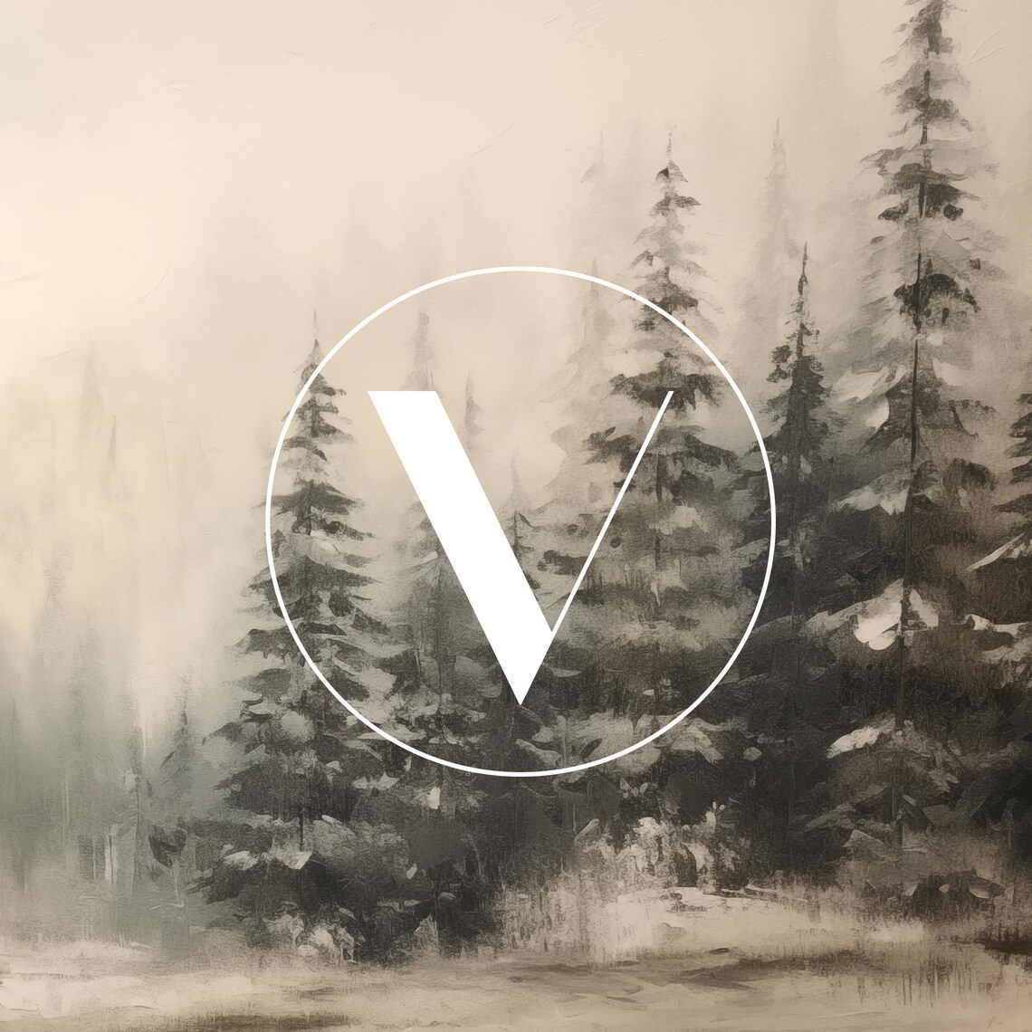 Winter Forest Painting, Neutral Rustic Holiday Art Print - Image 3