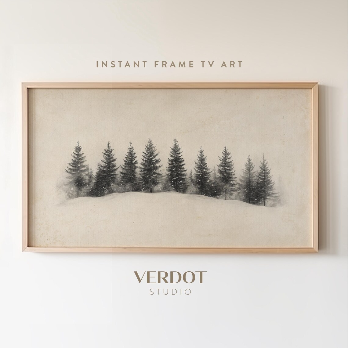 Winter Tree Forest Christmas Landscape Art Print