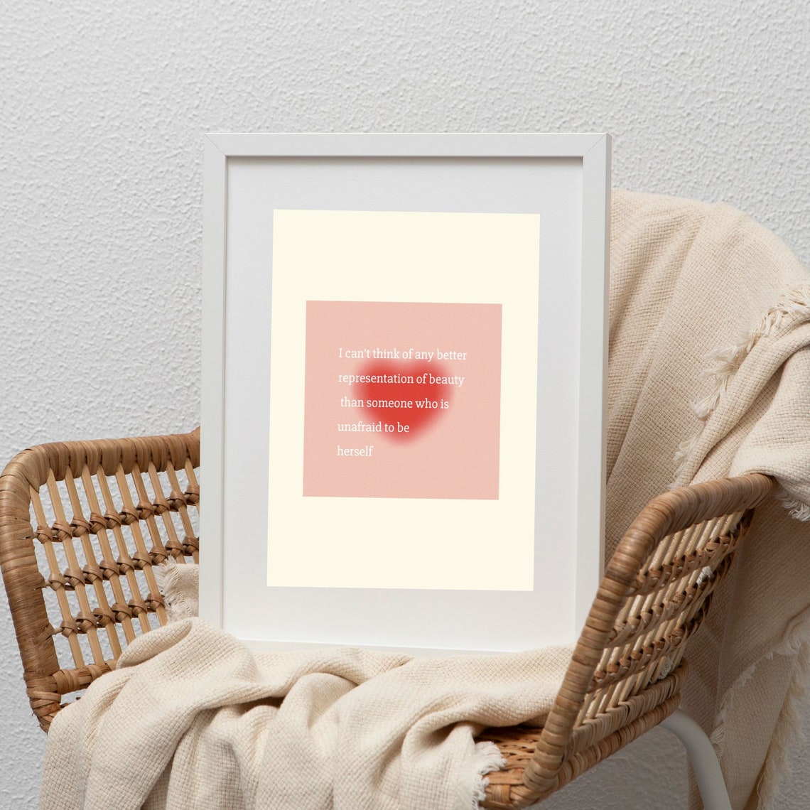 Beauty Quote Red Heart Blurred Aura Self Love Affirmation Poster Pink - Image 2