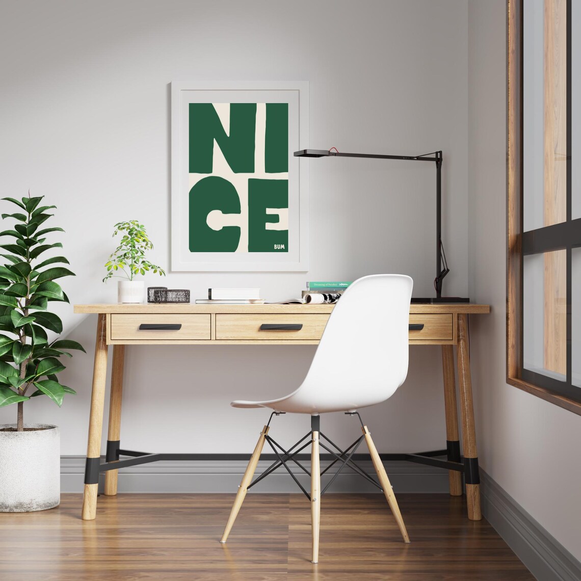 Nice Bum Cheeky Bold Green Typography Funny Quote Art Poster - Image 2