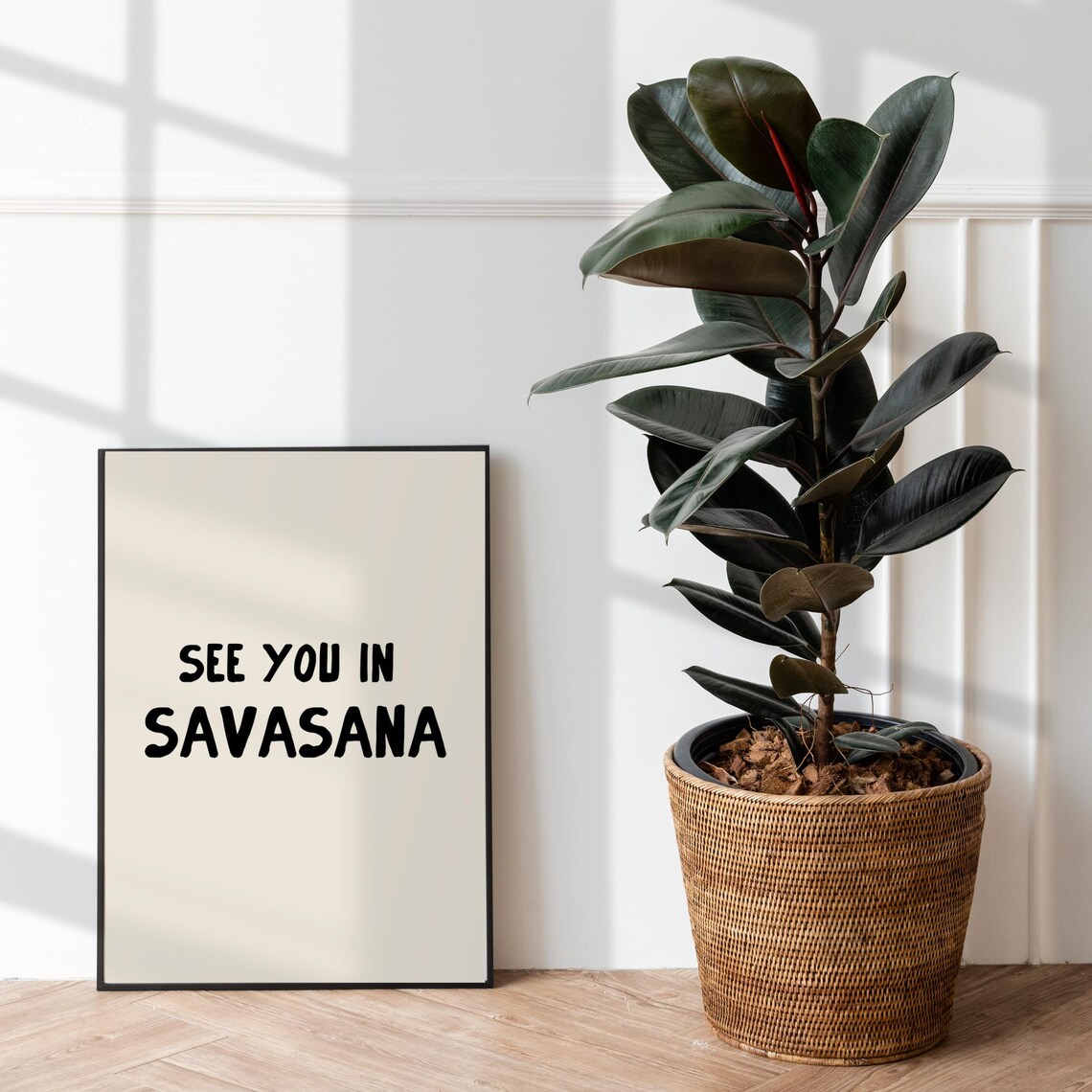 See You In Savasana Funny Yoga Quote Hand Lettered Cream Poster Art - Image 3