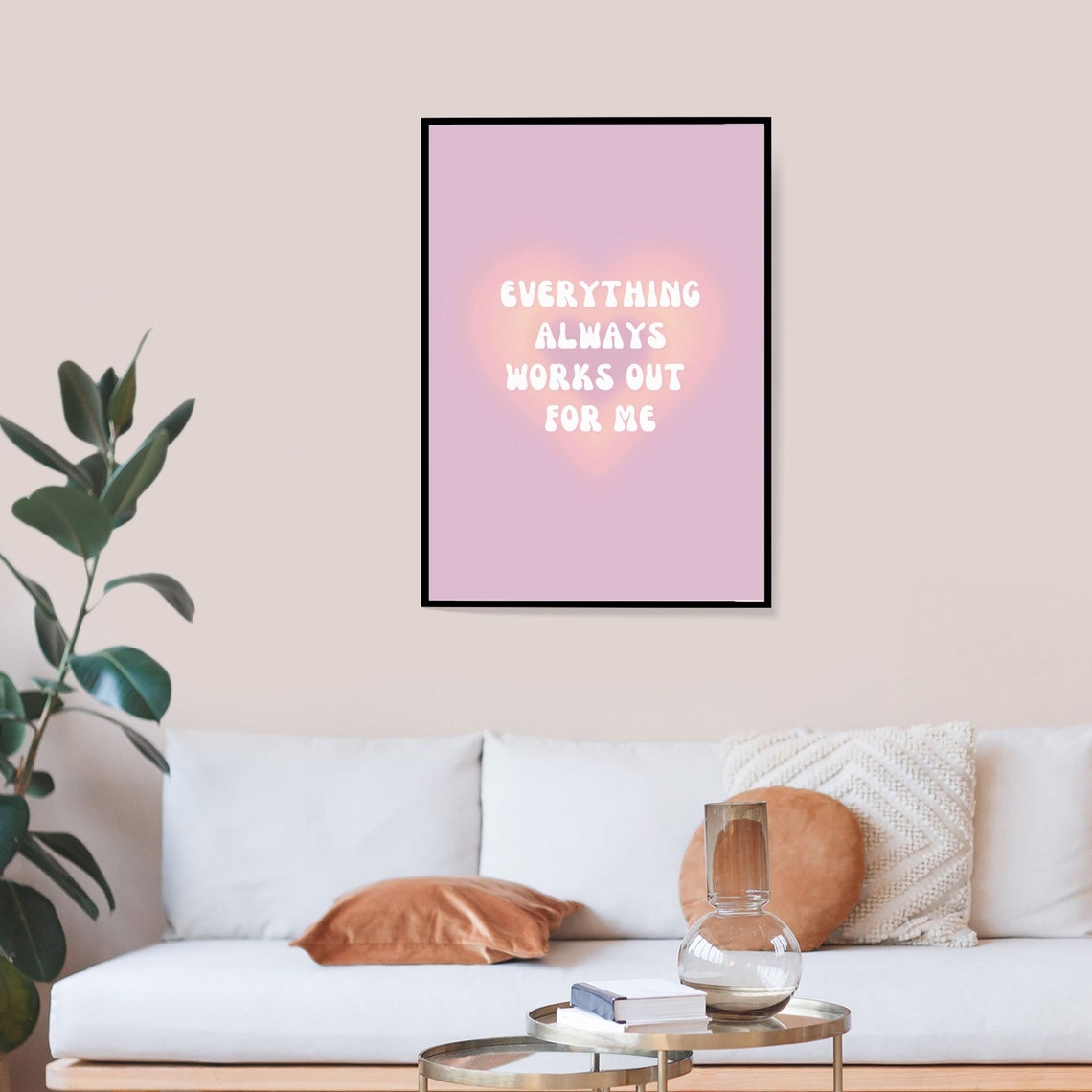 Everything Always Works Out For Me Heart Affirmation Wall Art - Image 4