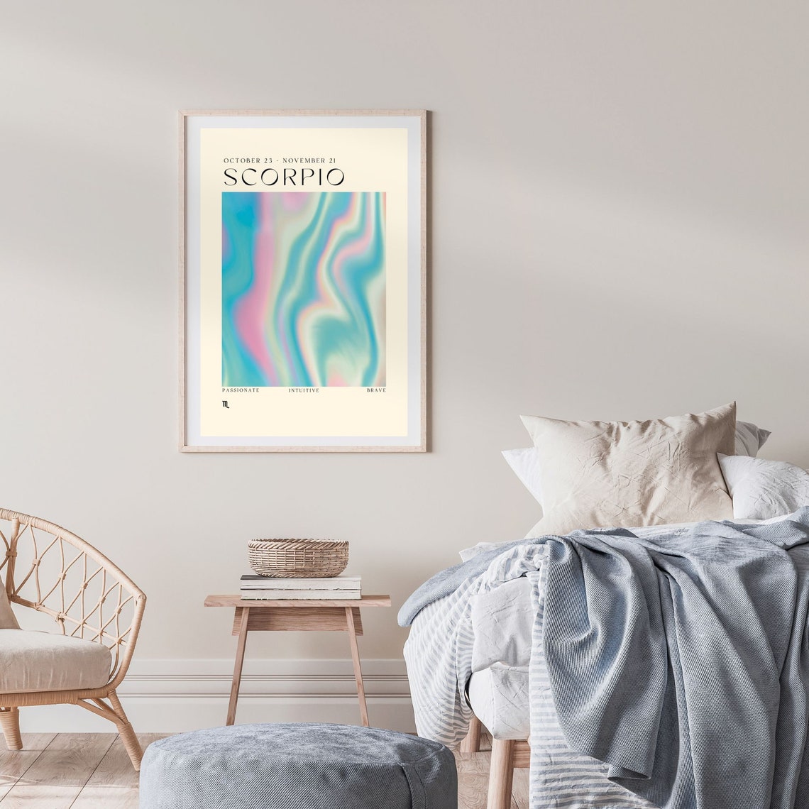 Scorpio Zodiac Aura Teal Pink Abstract Swirl Gradient Poster - Image 2