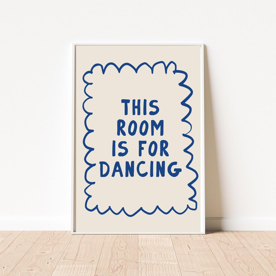 This Room Is for Dancing Navy Blue Wavy Fun Quote Art Poster - Image 2