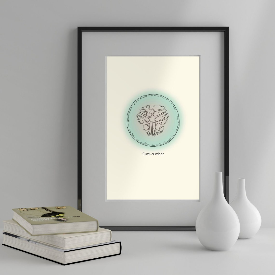 Cute Cumber Pun Funny Cucumber Illustration Kitchen Food Art Poster - Image 4