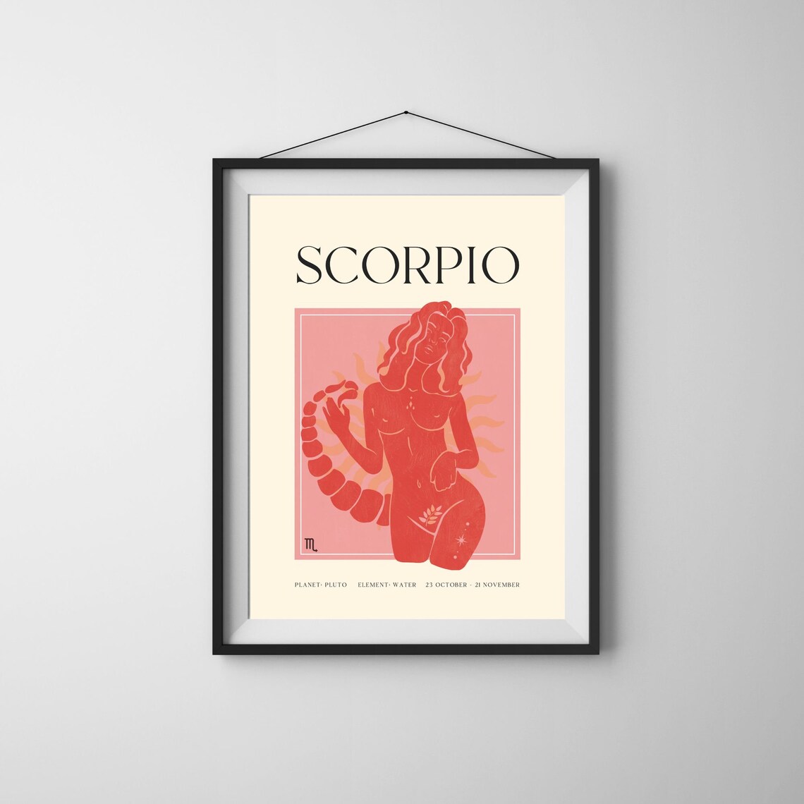 Scorpio Zodiac Sign Crimson Silhouette Woman Astrology Poster - Image 4