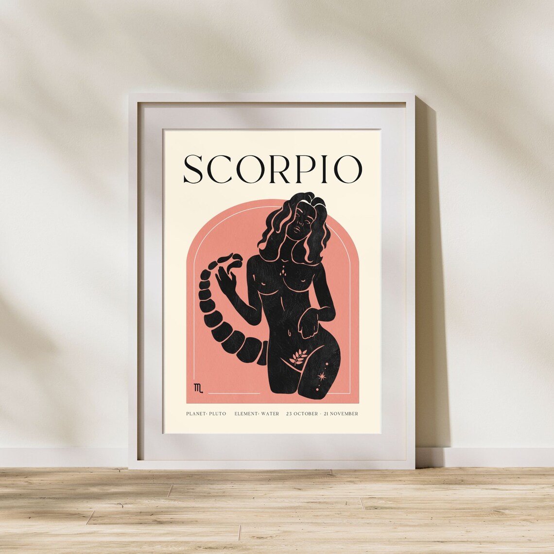 Scorpio Zodiac Sign Black Silhouette Woman Arch Astrology Poster
