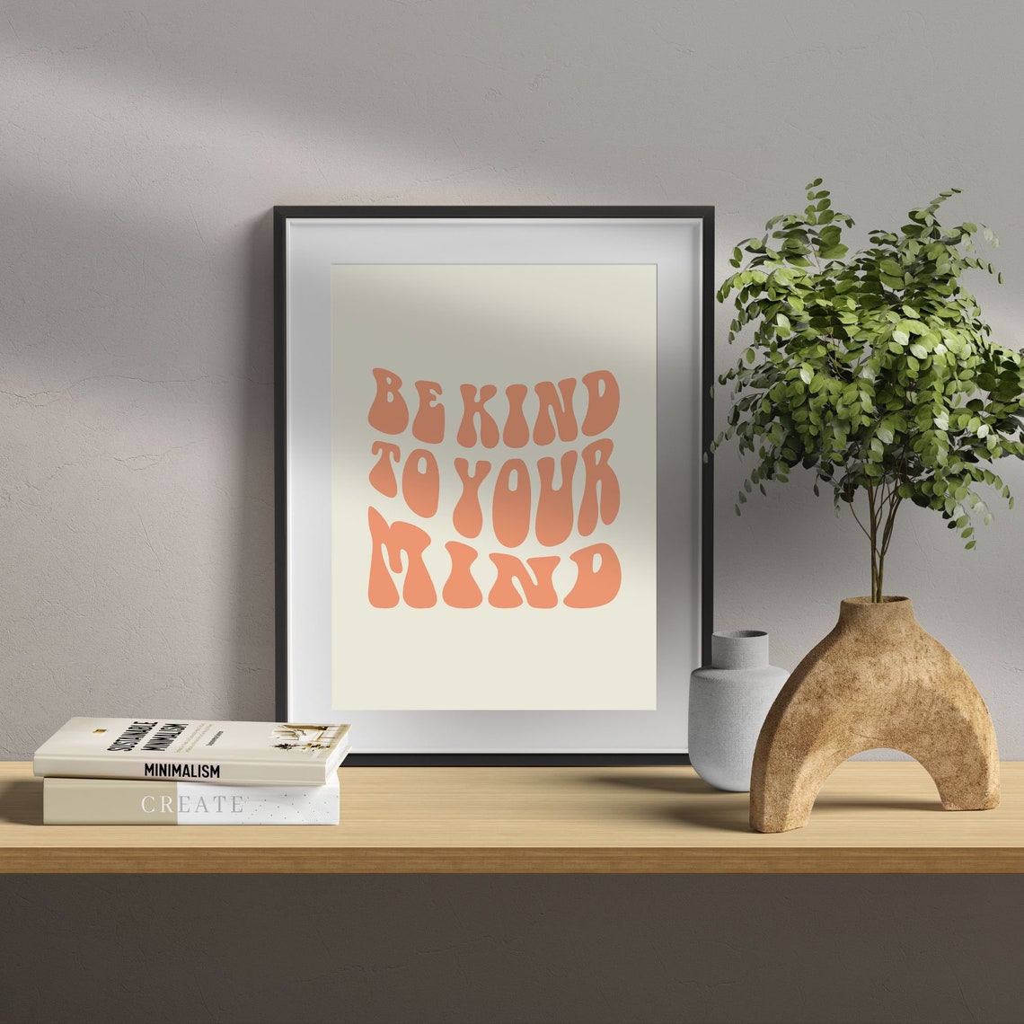 Be Kind To Your Mind Retro Typography Peach Mindfulness Poster - Image 2