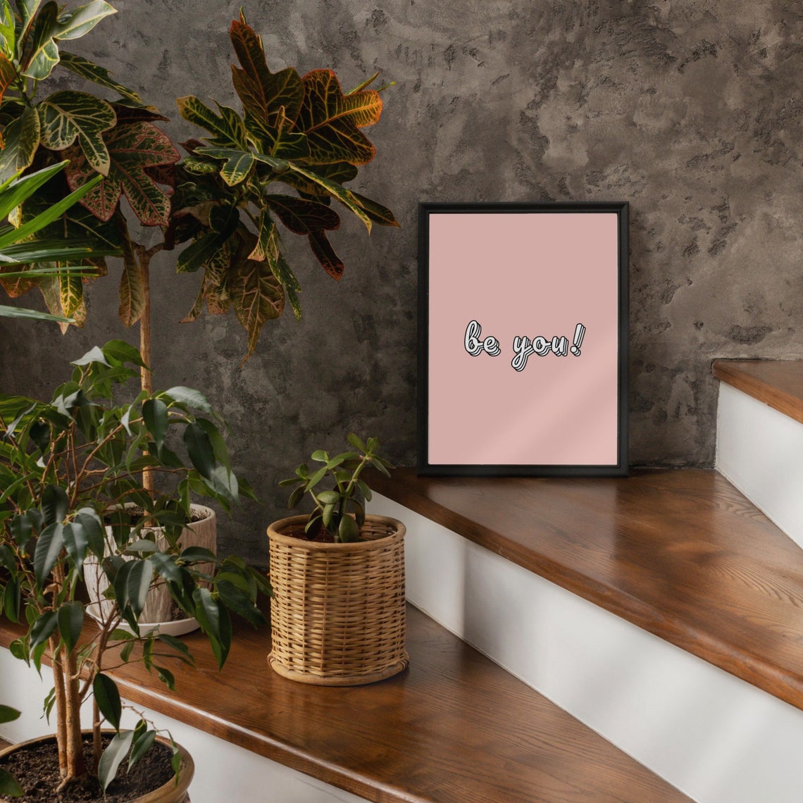 Be You Script Quote Minimalist Pink Positive Affirmation Poster - Image 2