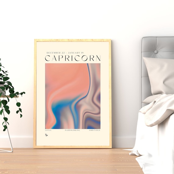 Capricorn Zodiac Aura Pink Blue Abstract Swirl Gradient Poster