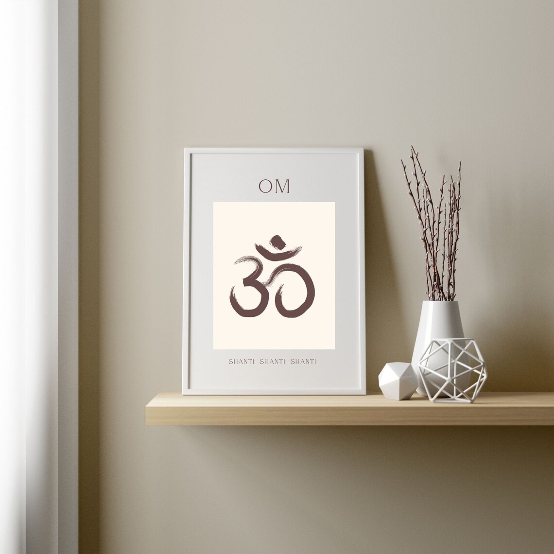 Om Shanti Shanti Shanti Brushstroke Yoga Spiritual Zen Quote Poster - Image 3