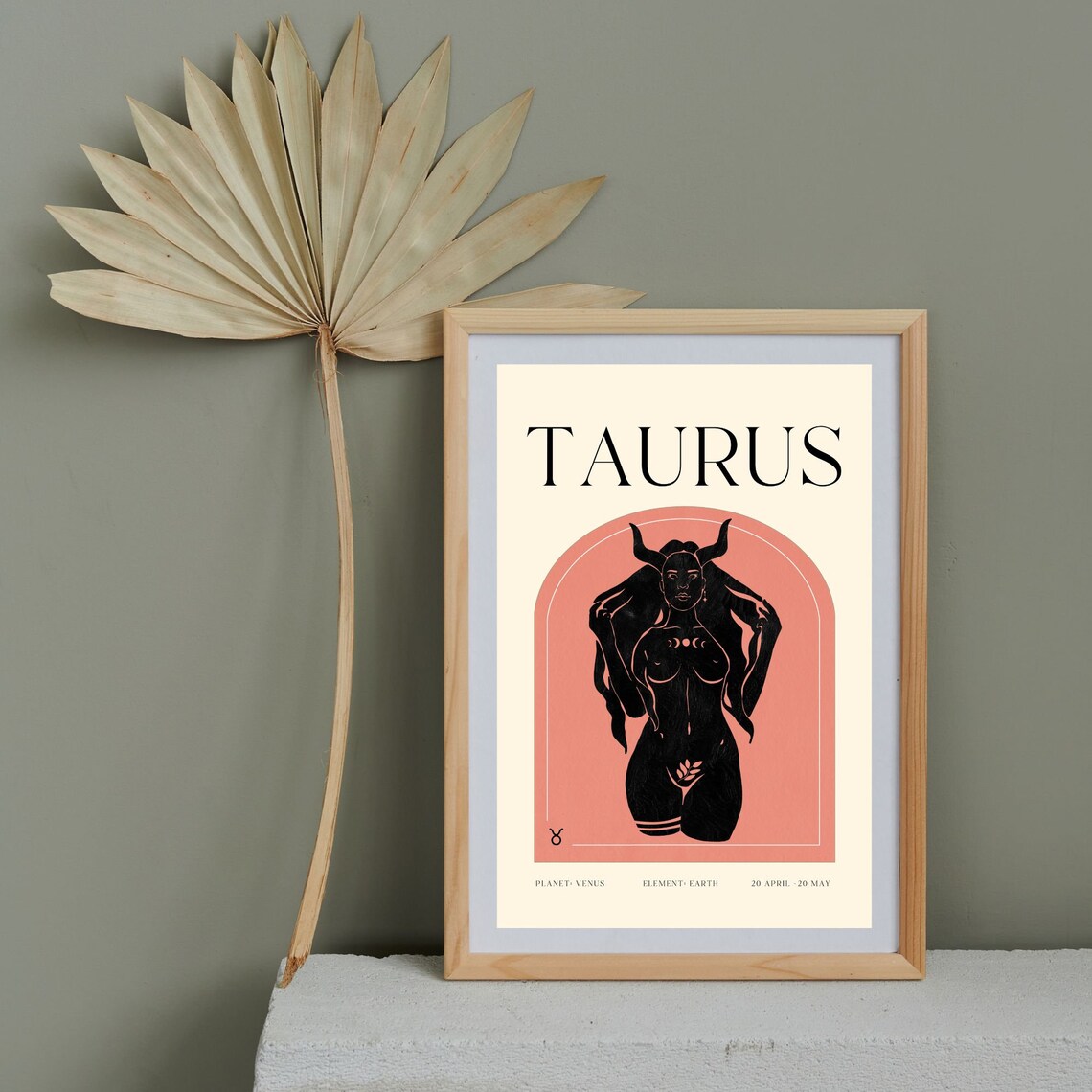 Taurus Zodiac Goddess Horned Bull Woman Astrology Star Sign Poster - Image 3