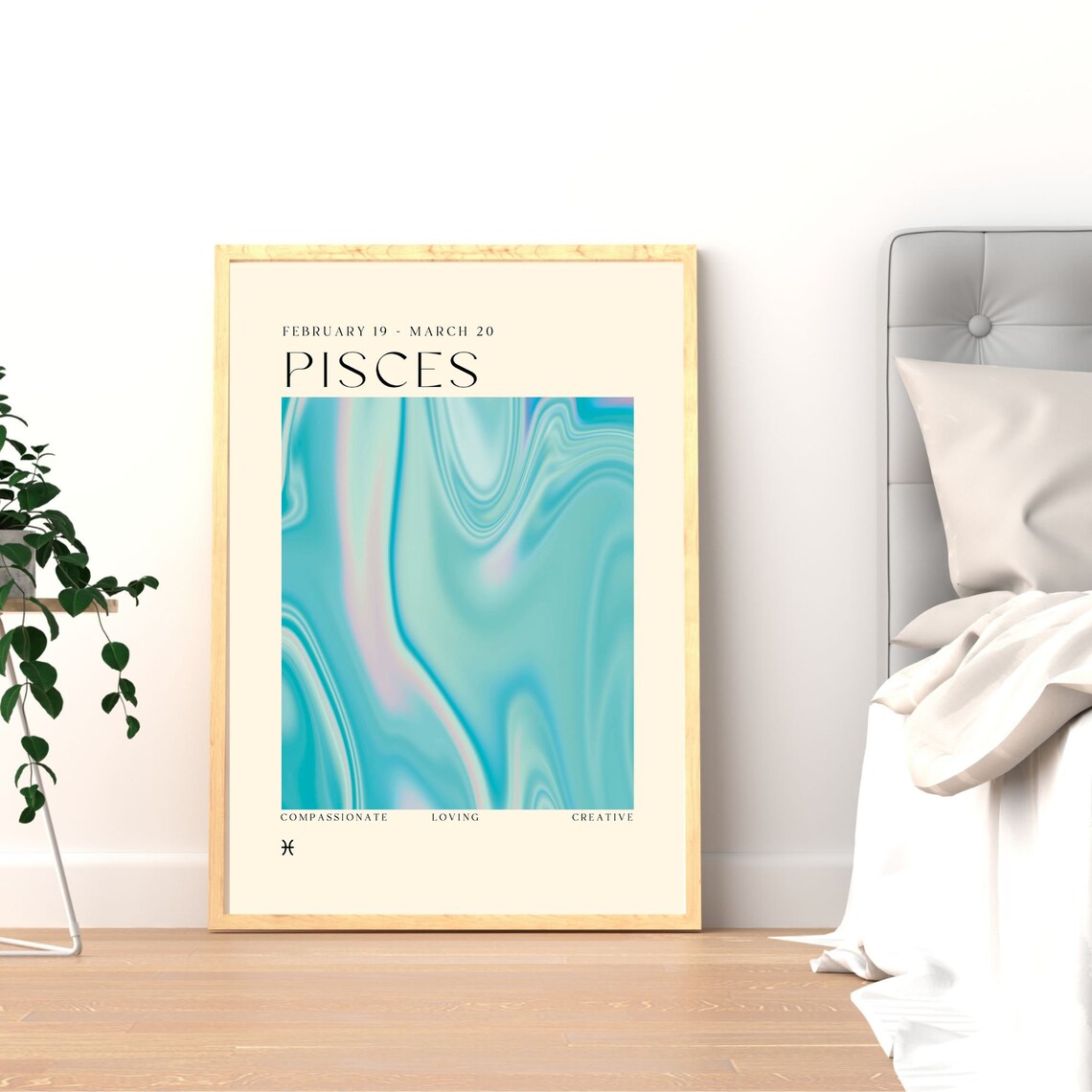 Pisces Zodiac Sign Blue Liquid Energy Compassionate Star Poster