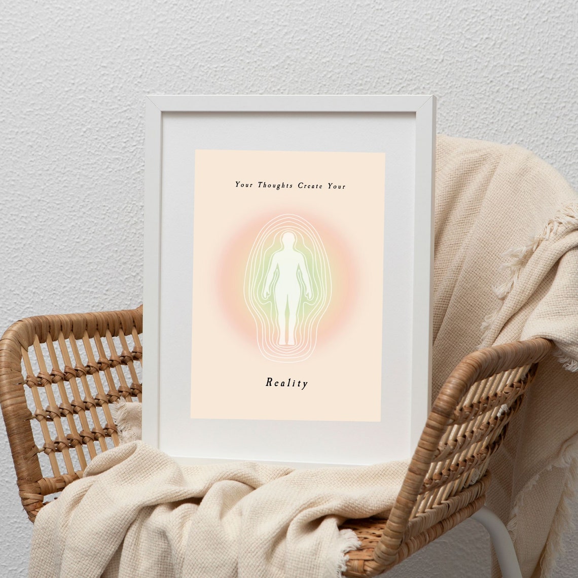 Your Thoughts Create Your Reality Aura Silhouette Mindfulness Poster - Image 2