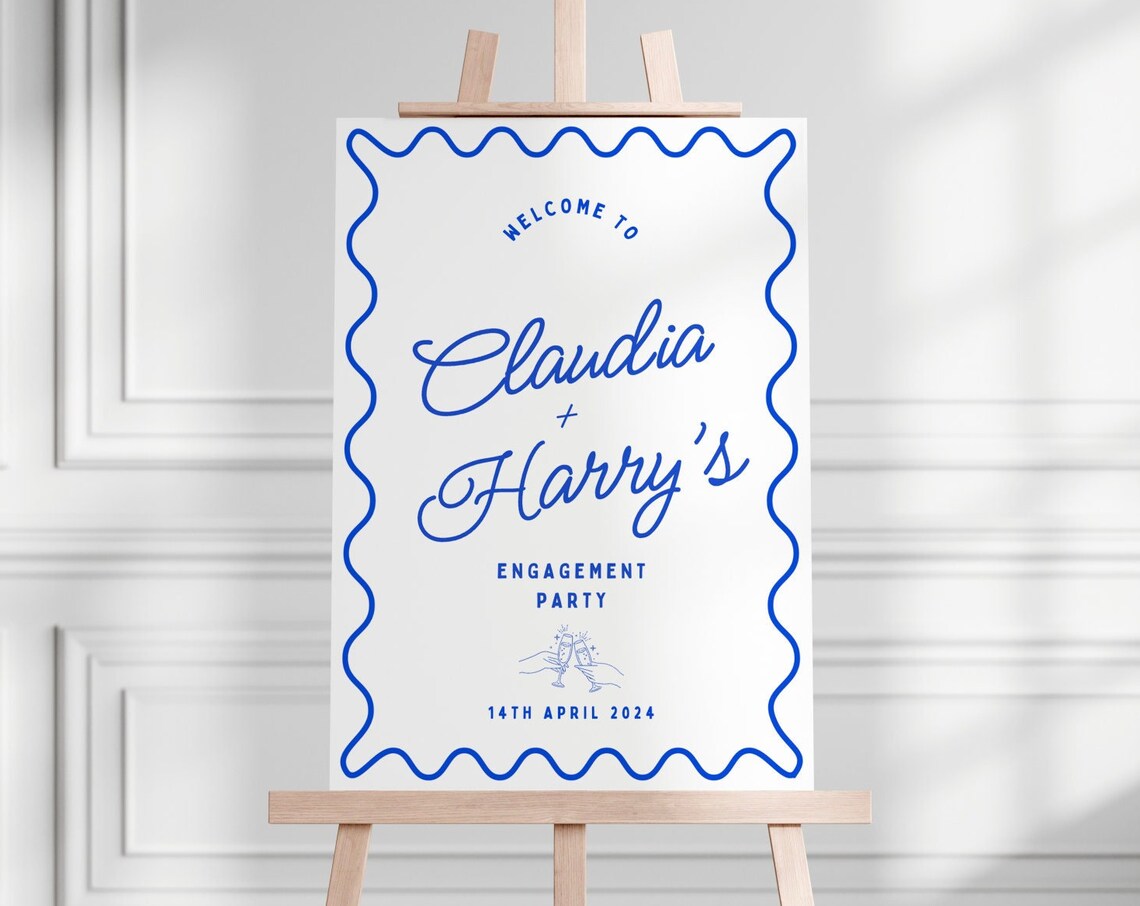 Wavy Border Welcome Sign Template, Customisable