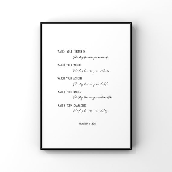 Mahatma Gandhi Quote Watch Your Thoughts For They Becomeinspirational Quotewall Decormotivational Posteryour Destinymindfulness Gift