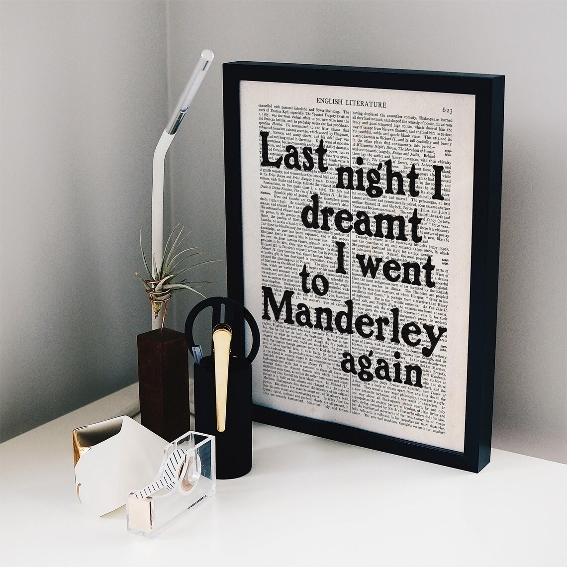 Daphne Du Maurier Last Night I Dreamt Of Manderley Quote Art Wall Poster - Image 2