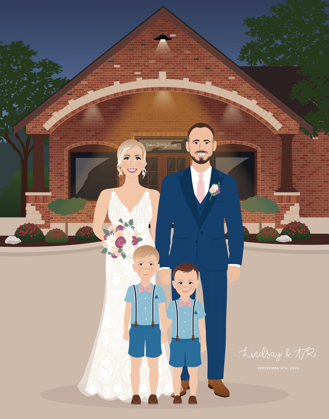 Wedding Portrait Personalized Wedding Gift