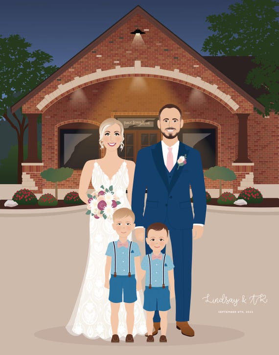 Wedding Portrait Personalized Wedding Gift