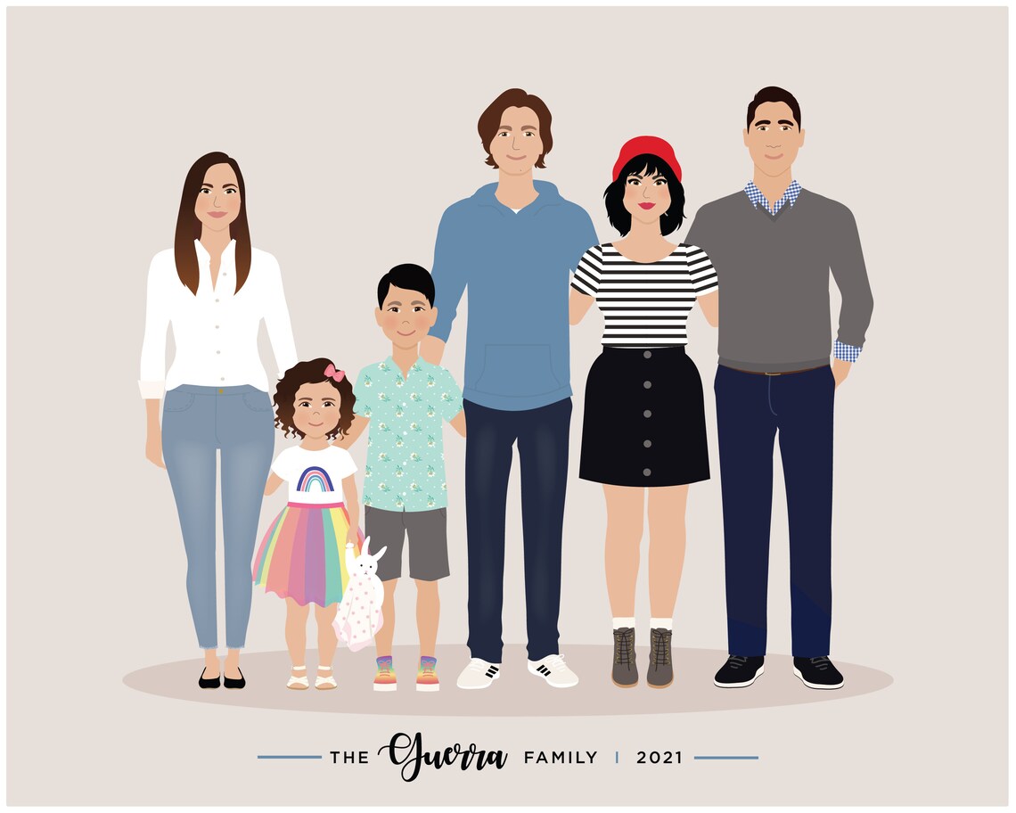 Custom Family Portrait, Personalized Art Print - Image 5