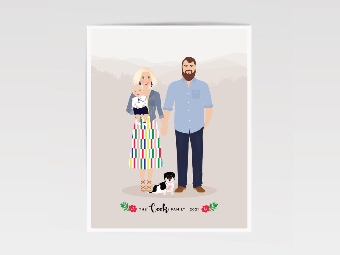 Custom Family Portrait, Size Upgrade - Image 4