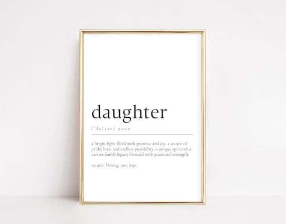 Daughter Dictionary Definition Sentimental Gift Quote Wall Art
