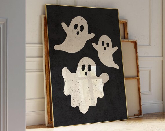 Spooky Ghost Trio Poster Trendy Wall Art Cute Halloween Decor Funky Home Decor Halloween Print Ghost Wall Art