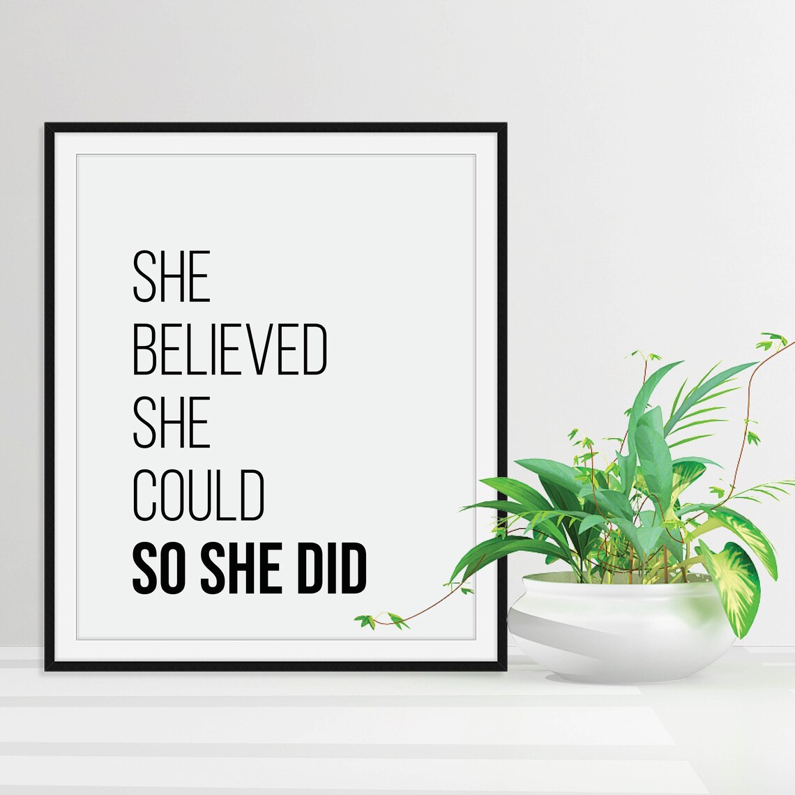 She Believed She Could So She Did Feminist Quote Minimalist Poster