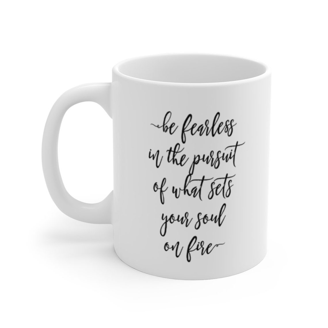 White Ceramic Coffee Mug With Black Script Print Design Gift For Her - Image 2