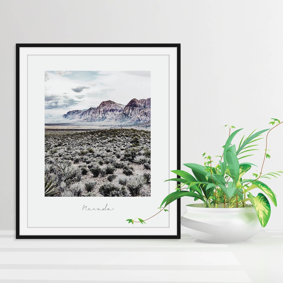 Nevada Desert Print Nevada Landscape Wall Decor Red Rocks Wall Art Minimalist Nevada Gifts