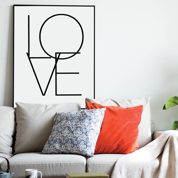 Love Love Wall Decor Love Print Modern Wall Art Scandinavian Design Hygge Art Abstract Wall Art