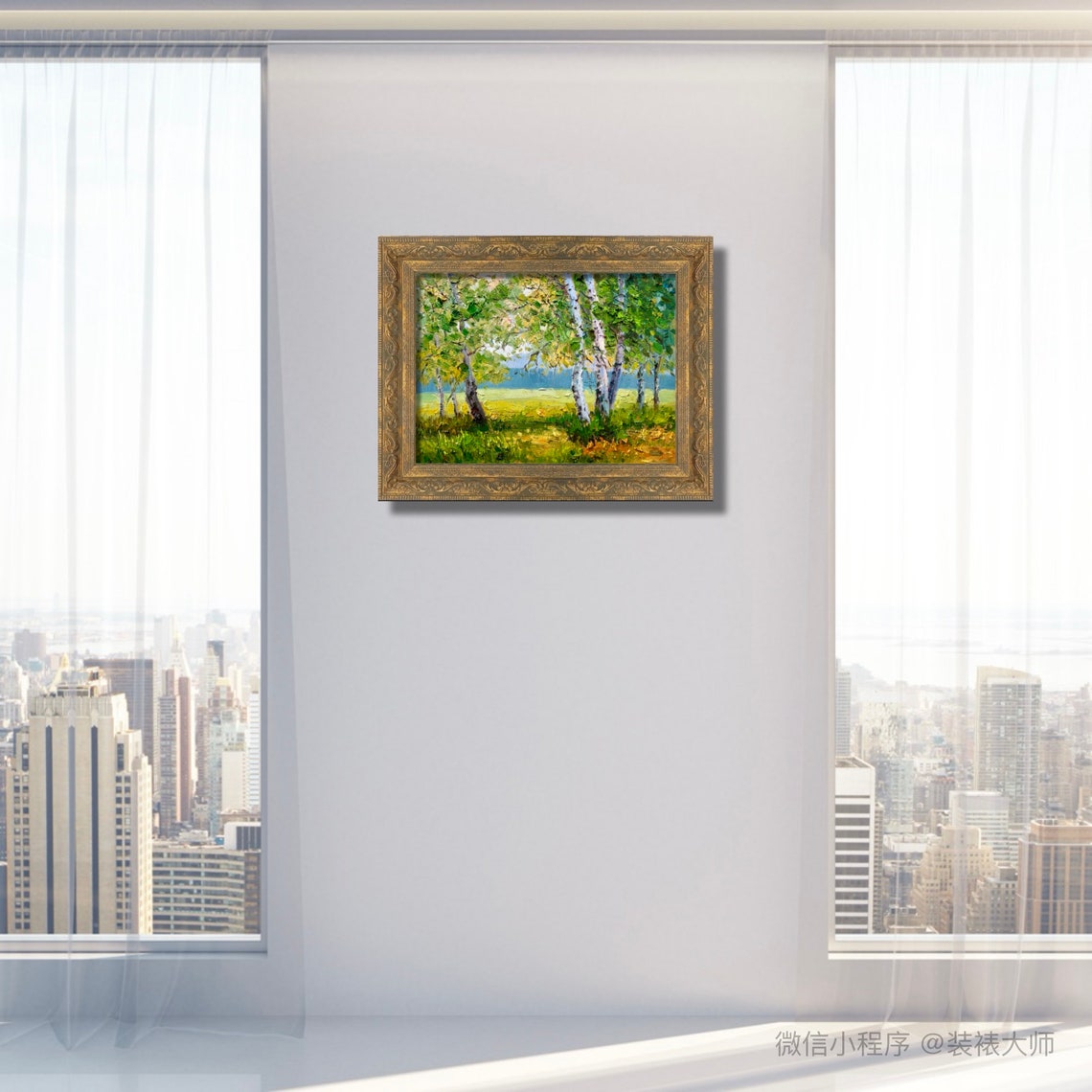 Summer Birch Grove Lush Green Impasto Forest Landscape Poster - Image 4