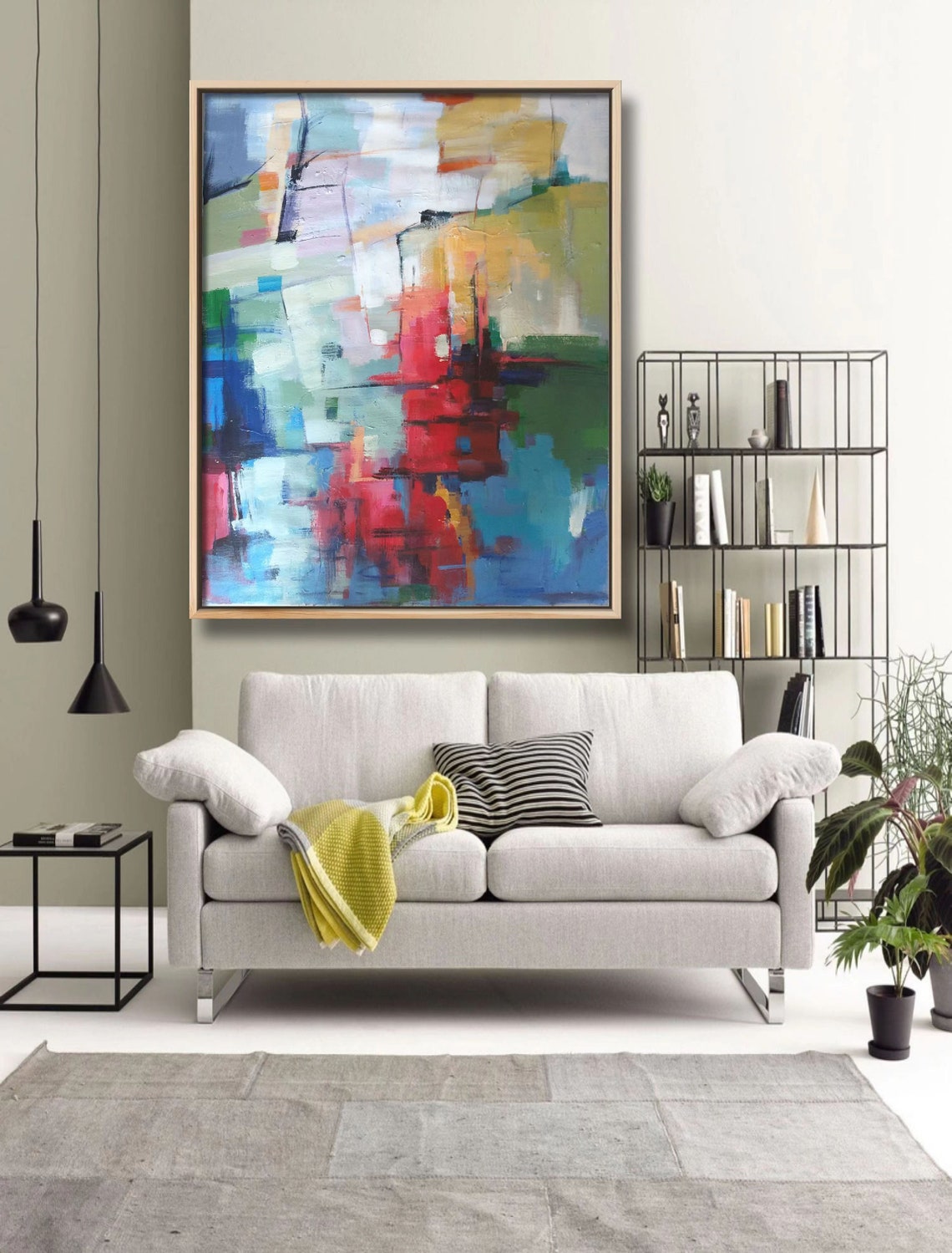 Bold Abstract Red Blue Green Blocks Modern Colorful Art Print - Image 5