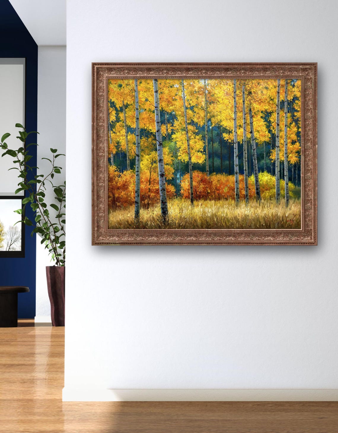 Autumn Birch Forest Oil Painting Original Oil Painting Landscape Living Room Wall Art Decoration Oil Painting Art