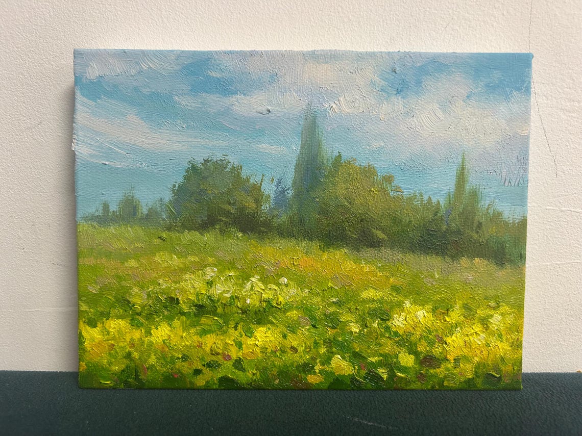 There Are Yellow Flower Landscape Oil Paintings In The Wild Home Decoration Wall Art On The Small Oil Paintings Special Gifts - Image 4