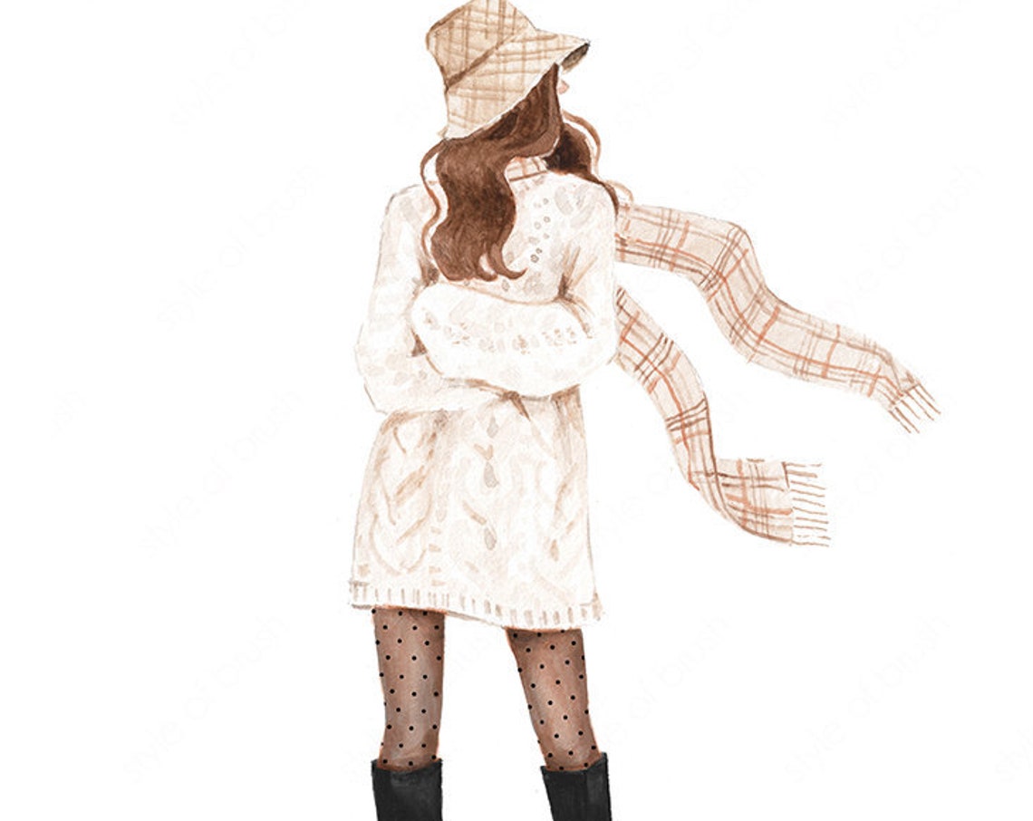 Fall Winter Fashion Print Fashion Illustration Fall Winter Watercolor Illusration - Image 2