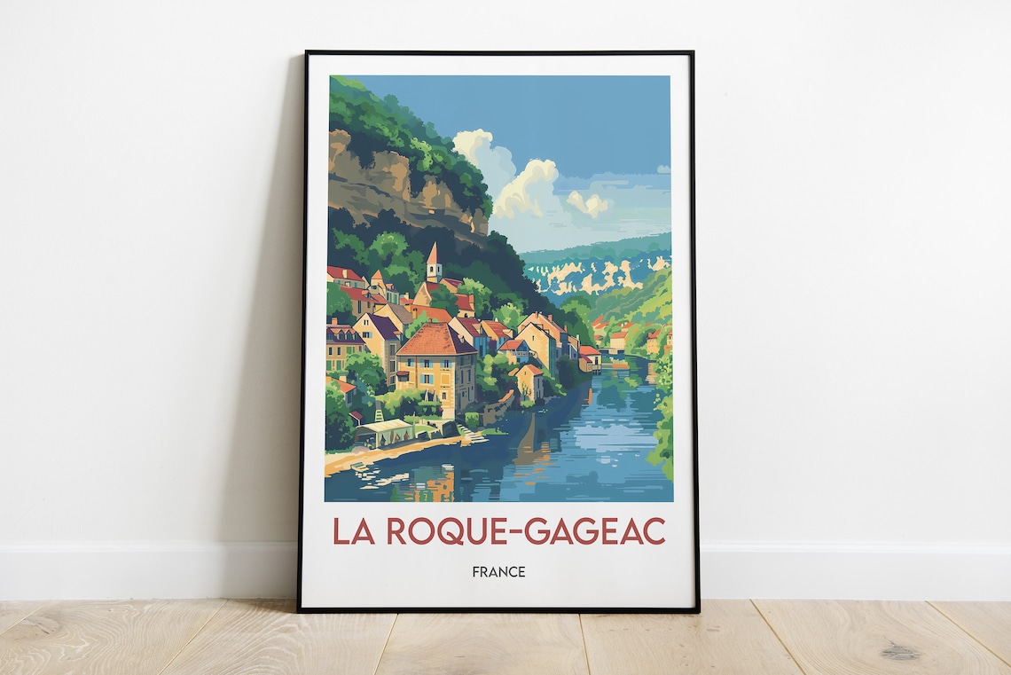 La Roque Gageac Travel Poster, Dordogne France